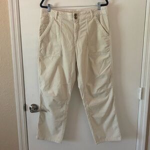 Pilcro Anthropologie Barrel Corduroy Ivory Cream High Rise Pants Size 32